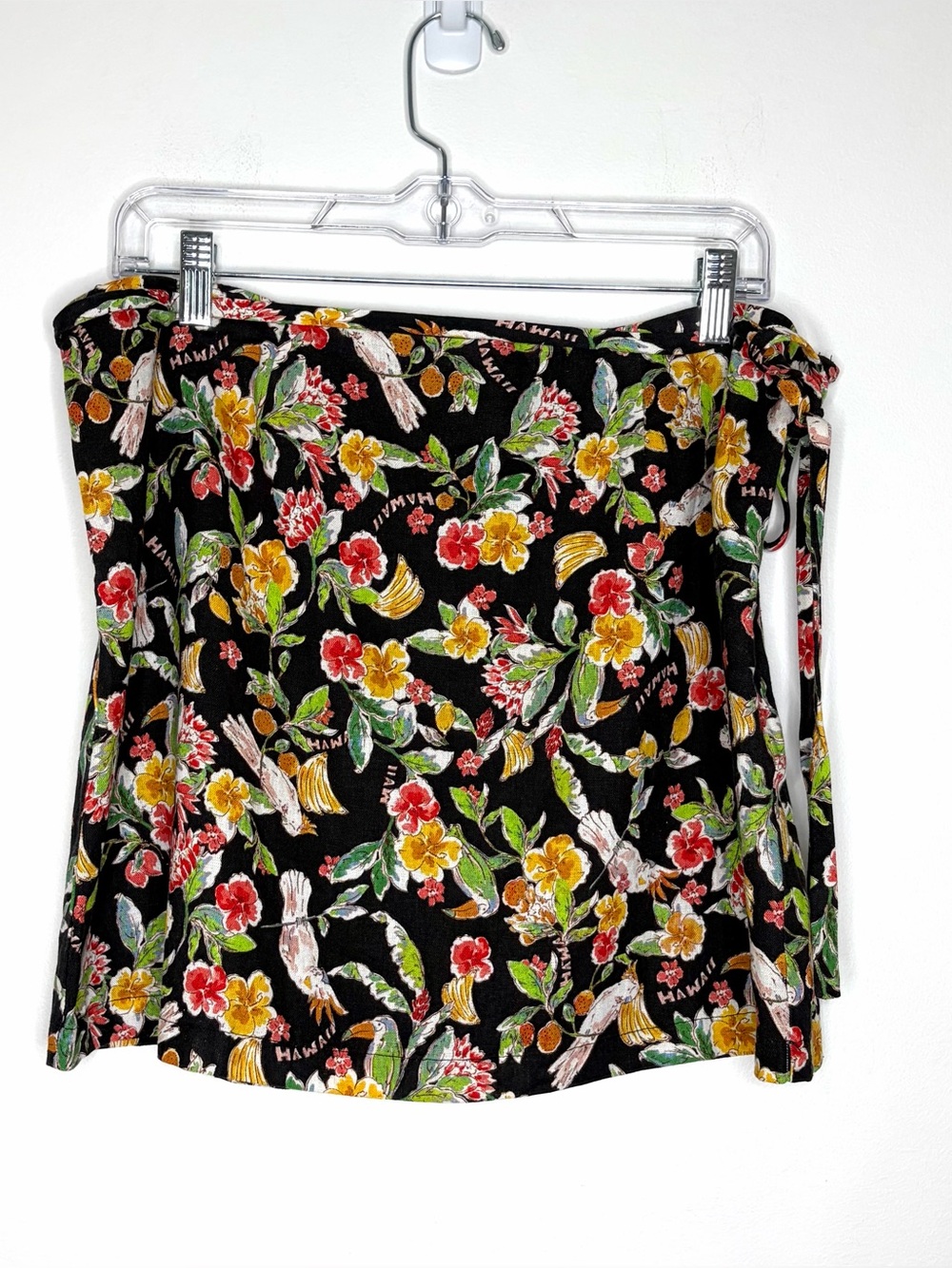 WAYF Kenny Linen Blend Faux Wrap Mini Skirt Sz L Hawaii Resortwear Tropical NWT